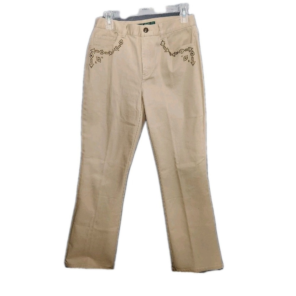 Lauren Jeans Co. Ralph Lauren Jeans Pants Tan Denim Western Cowgirl Embellish 6P